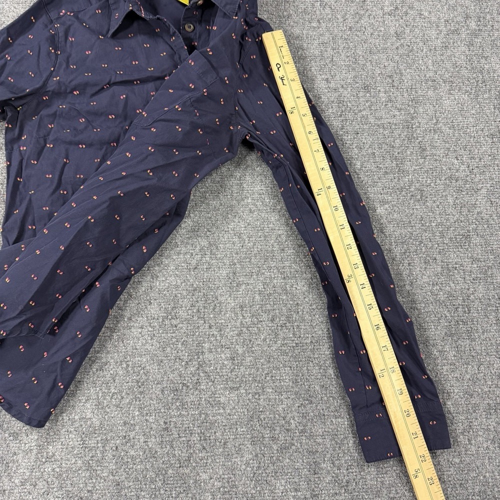 Maeve Anthropologie Top Size 6 Navy Textured Geometric Button Up Casual Roll Tab - Picture 8 of 8